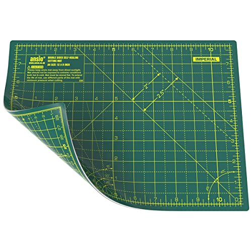 ANSIO Tapis de Coupe Auto-cicatrisant A4 Double Face 5 Couches - Quilting, Couture, Scrapbooking, Tissu & Papercraft - Impérial/Métrique 11 x 8 Pouces/29 x 21 cm - Vert/Vert