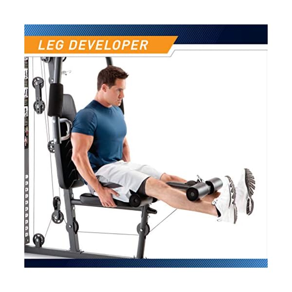 Marcy 150lb. Stack Home Gym with Pulley, Arm, and Leg Developer Multifunctional Workout Station for Weightlifting and Bodybuilding – 300 lbs Capacity MWM-4965, Black