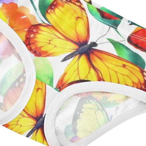 Toddler Underwear Floral 2t Cotton Panties for Girl Florals Undies Kids Briefs Colorful Watercolor Butterfly Flowers4