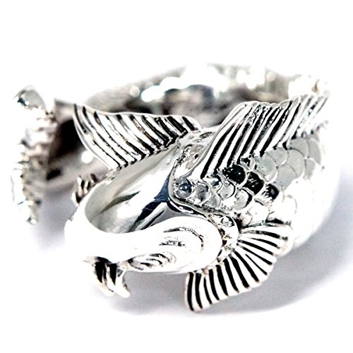 シルバー925 フリーサイズ リング メンズ 和風 和柄 鯉 出世魚