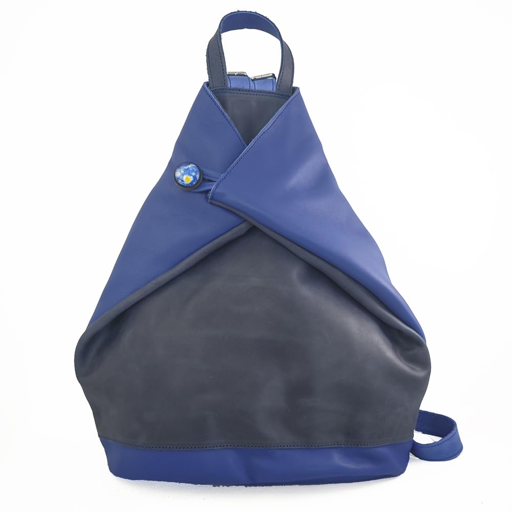 Mochila bolso antirrobo de piel azul.