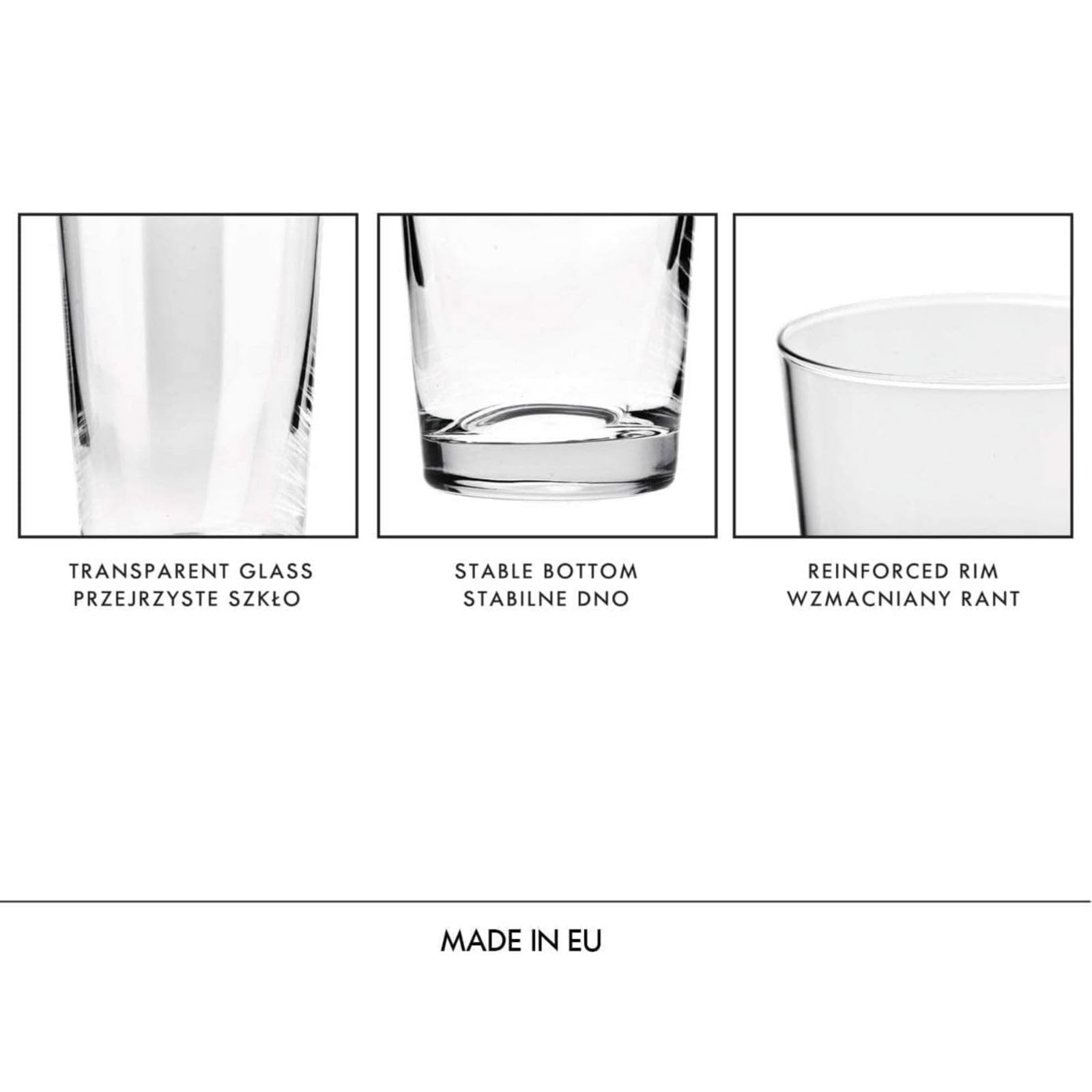 Krosno Wassergläser Saftgläser Trinkgläser | Set von 6 | 380 ML | Pure Kollektion | Perfekt für zu Hause, Restaurants und Partys | Spülmaschinenfest (Packung mit 2)