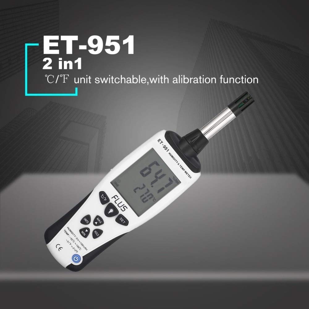 Medidor de temperatura ET-951 Handheld Tester digital humedad Pantalla LCD multifunción higrómetro Para laboratorio