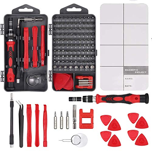 Justech 121 in 1 Screwdriver Set Precision Screwdriver Repair Tool Kit Magnetic Professional Removable Tool for iPhone X,8,7/Computer/Tablet/Game Console/Electric Device Watch-Red