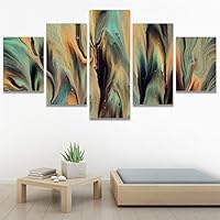SIGNWIN 5 Panel Canvas Wall Art Modern Art Abstract Fluids for Home Decorations Ready to Hang - 60