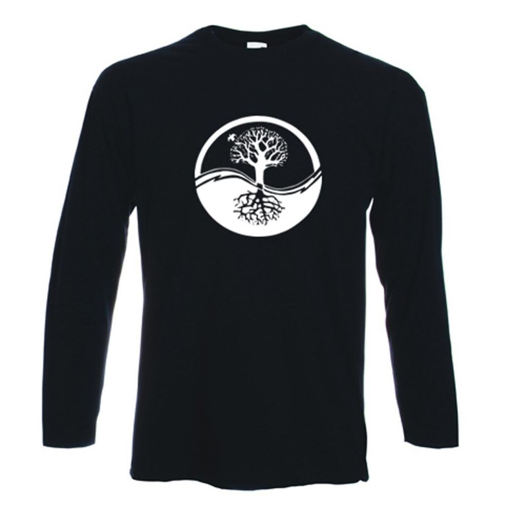 Tribal T-Shirts Mens Yin and Yang Tree of Life Long Sleeve T-Shirt (XL, Black)