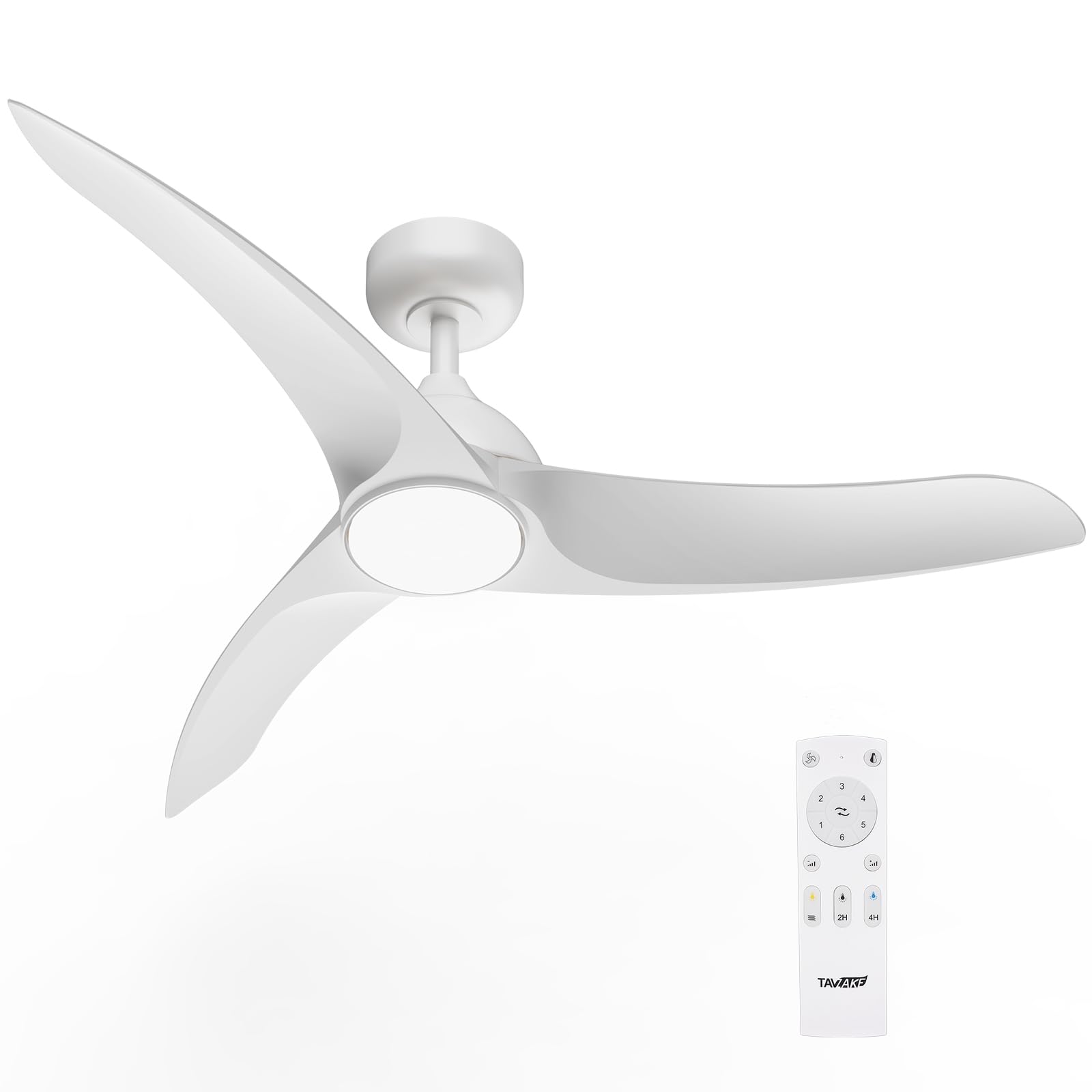 Ceiling Fans with Lights, 42 inch Low Profile Ceiling Fan with Light and Remote Control, Flush Mount, 3CCT, Dimmable, Quiet Reversible Motor, White Ceiling Fan for Bedroom Indoor/Outdoor Use