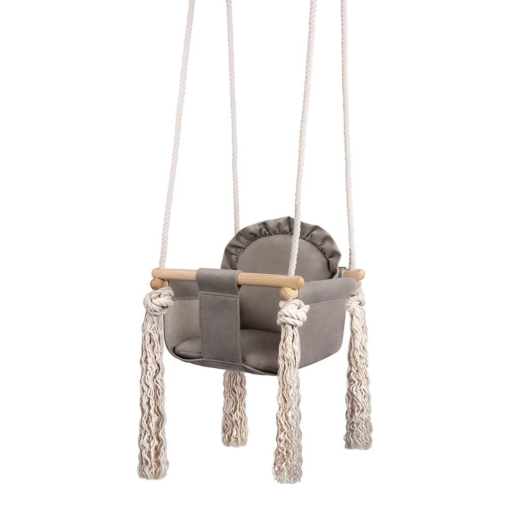 LULANDO Children’s Swing, Children’s Swing, Product for Children, Product for The Youngest, Child-Friendly Product, for Boys, for Girls, Set for Children, can be Assembled Anywhere, (Frill Gray)