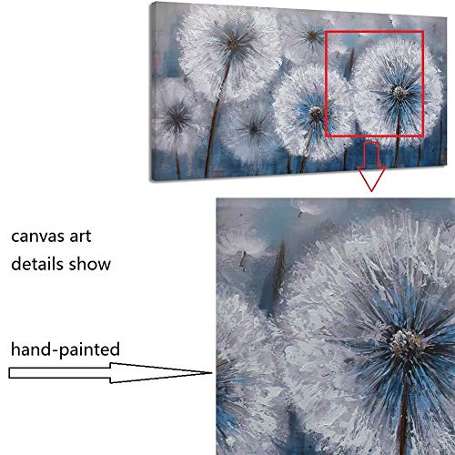 Image of Large Dandelion Painting Wall Art Decor Canvas Print Picture for Living Room White Flower Flora Plant Home Bedroom Decoration Modern Framed Artwork