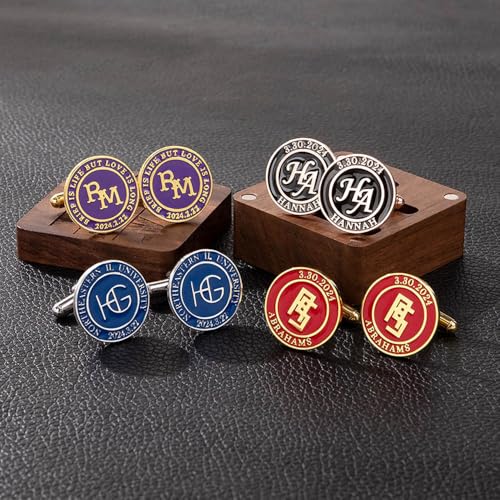 Mancuernillas personalizadas para hombre con caja esmalte colorido miniatura 5