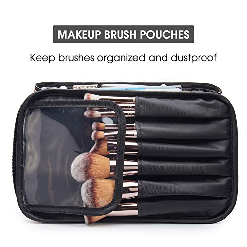 Travel Makeup Bag Large Cosmetic Bag Make up Case Organizer for Women and Girls (Large, Black Flower) - Image 3