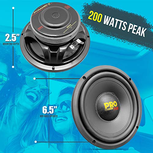 Pyramid Car Mid Bass Speaker System - Pro 6.5 Inch 200 Watt 4 Ohm Vehicle Mid-Bass Component Poly Woofer Audio Sound Speakers W/ 30 Oz Magnet Structure, 2.5” Mount Depth Fits Oem - Pyramid W64 #TOP1