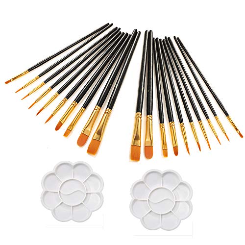 UEUC Set de pinceaux en nylon pour peinture acrylique et aquarelle