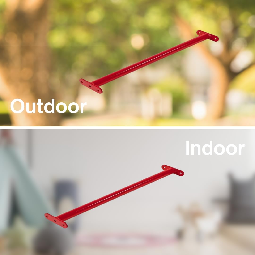 h2i barra de gimnasia para niños - barra horizontal de acero - para jardín y habitación infantil - barra de dominadas para exterior e interior - barra para gimnasia en rojo - longitud 125 cm