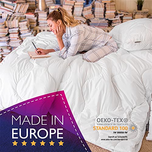 John Cotton NewWay Bettdecke 155x220 - Innovativ & Atmungsaktive Steppdecke für Allergiker | Oeko-Test Zertifiziert Bettdecken | Weiche Microfaser Schlafdecke | Ganzjahresdecke 155 220 | Weiß | Duvet - Image 7