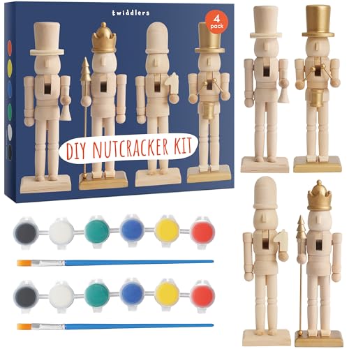 THE TWIDDLERS - 4 selbstbemalte Nussknacker-Soldaten aus Holz, 18cm -...