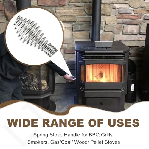 2 Pcs BBQ Pellet Stove Spring Door Handle (Max Diameter: 1-3/4\", Length: 3-1/2\", for 1/2\" Rod) Use for BBQ Grills, Smokers, Furnaces, Coal/Wood/Pellet Stoves, Boilers