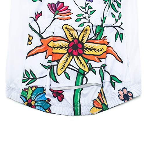 Weimostar Women's Cycling Bike Jersey Long Sleeve with 3 Rear Pockets,Cycling Biking Shirt Full Zipper Breathable Quick Dry White Flowers Size S - Thumbnail 7