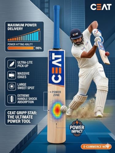 Image of Pro Play Primium English Willow Cricket Bat Special Edition with Full Cane Handle Play for Lather Ball with Bat Cover (CEAT)