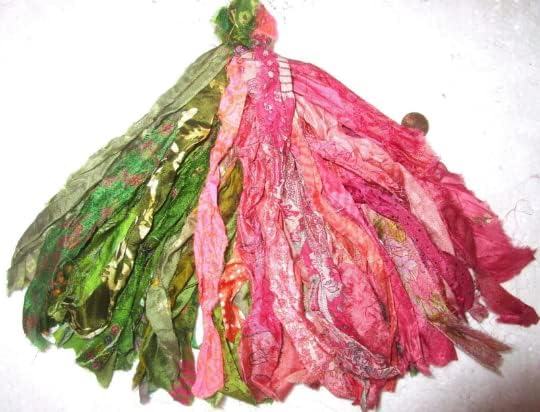 VintageFabuloz Vintage Sari Silk Tassels Ribbons Yarn 9 Colors 25 Strands Each Total 225 Strands 10" Long Ribbon Strips Journal Scrapbook Home Decor India Journal RNDM DS121 (225=Set2)