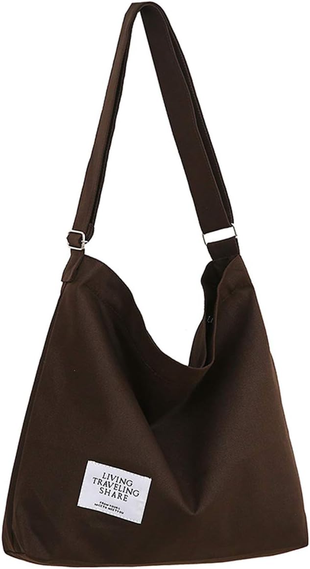 Covelin Women's Retro Large Size Canvas Shoulder Bag Hobo Crossbody Handbag Casual Tote