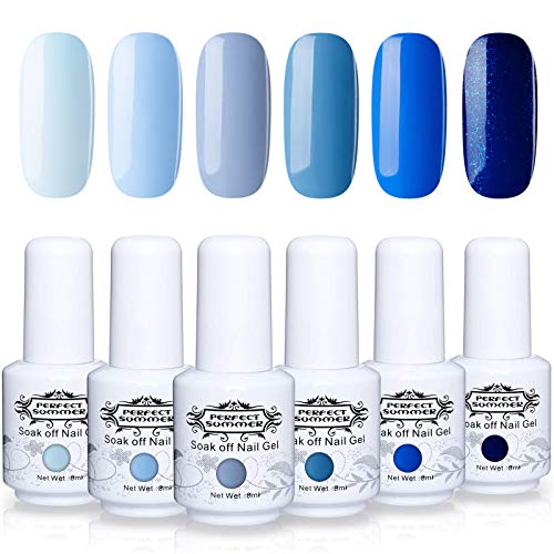 Perfect Summer Gel Nail Polish Starter Kit 6 Colors Gel Nail Varnish Soak Off LED Manicure Starter Kit 8ML 014