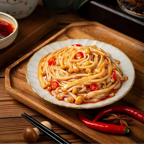 Mckona - Scharfe Goldpilze 350g (10 Packungen) – Verzehrfertige Enoki-Pilz-Snacks, Vegan