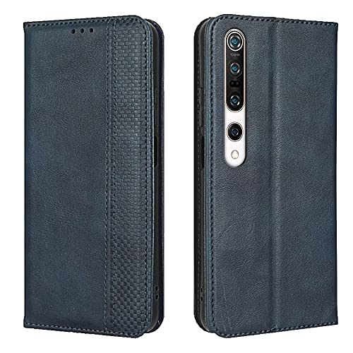 EASSGU Funda para Xiaomi MI 10 Pro 5G (6.67' Inches) Carcasa con Interruptor Magnético de Cuero PU Flip Folio, [3 Ranuras para Tarjetas] [1 Wallet] Case - Azul