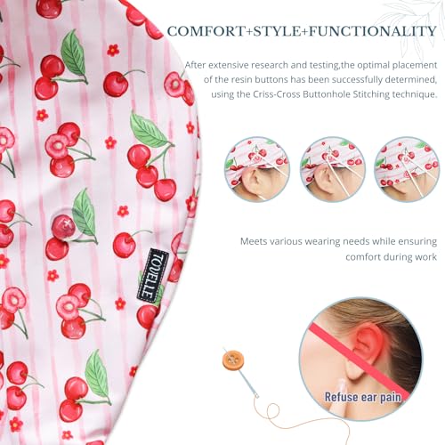 Image of Scrub Caps for Women with Buttons, Classic Surgical Caps