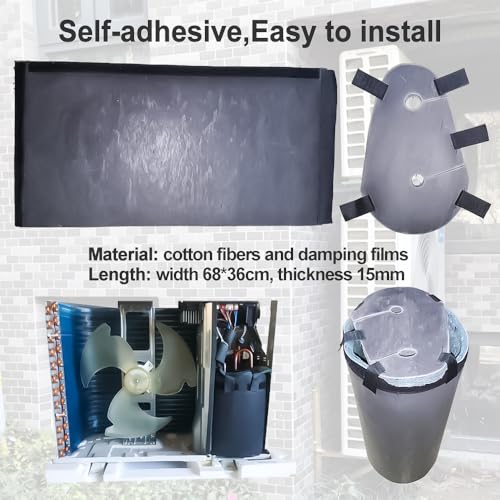 SOUTH SILK 10-15db Noise Reduction Air Conditioner Compressor Sound Blanket, Ac Compressor Sound Blanket, Sound Barrier for Ac Unit 2-3P, 68 x 36cm