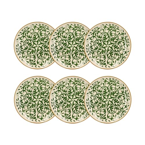 NOVASTYL - Lot 6 assiettes plates héraclée 27cm en grès décor vert - 2614395