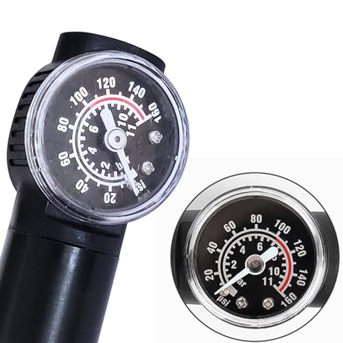 Bomba de choque portátil 2 em 1 para bicicleta 160PSI 11Bar com medidor de pressão preta