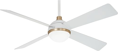 MINKA-AIRE F623L-WHF/SBR Orb Ventilador de techo de 54 pulgadas con luces LED y control remoto, blanco plano