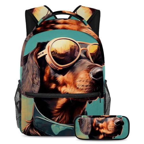 Sac d'école rétro Cool Dog grande capacité contre le mal de dos et le désordre des ados