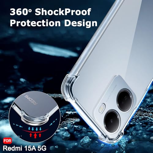 Image of TheGiftKart Transparent Crystal Clear Back Cover Case for Mi Redmi 15A 5G | Shockproof Soft TPU Case | Cushioned Edges for Ultimate Protection Back Cover Case for Redmi 15A 5G (TPU, Transparent)