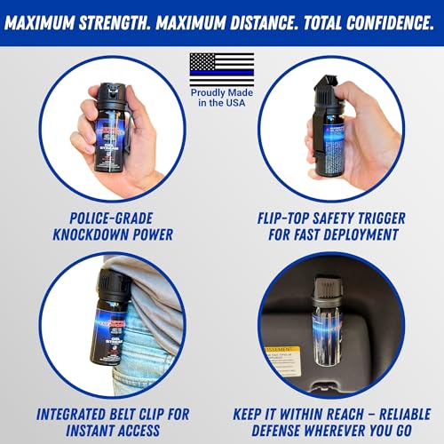 Pepper Enforcement Gel Stream Pepper Spray for Self Defense - Maximum Strength Police Grade OC, Belt Clip for Easy Carry, Marking Dye, Safety Flip Top, Accurate Aim, Non Lethal Protection, Home Safety - Thumbnail 3