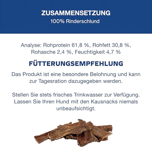 Tiernahrung Schwenner Rinderdörrfleisch für Hunde - 8-12 cm leckere Kaustangen - Hundeleckerli aus Trockenfleisch - 1000g Hundesnack