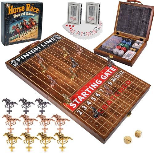 Juego de Mesa Carreras de Caballos de Madera Plegable miniatura 1