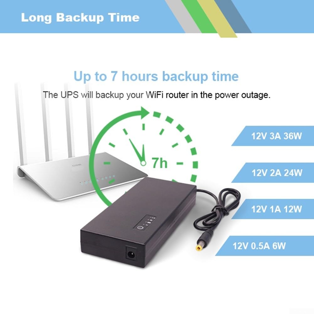 Pour mini onduleur 12 V 3 A 10400 mAh avec protection contre les surcharges pour routeur modem optique caméra de sécurité système d'alimentation de secours