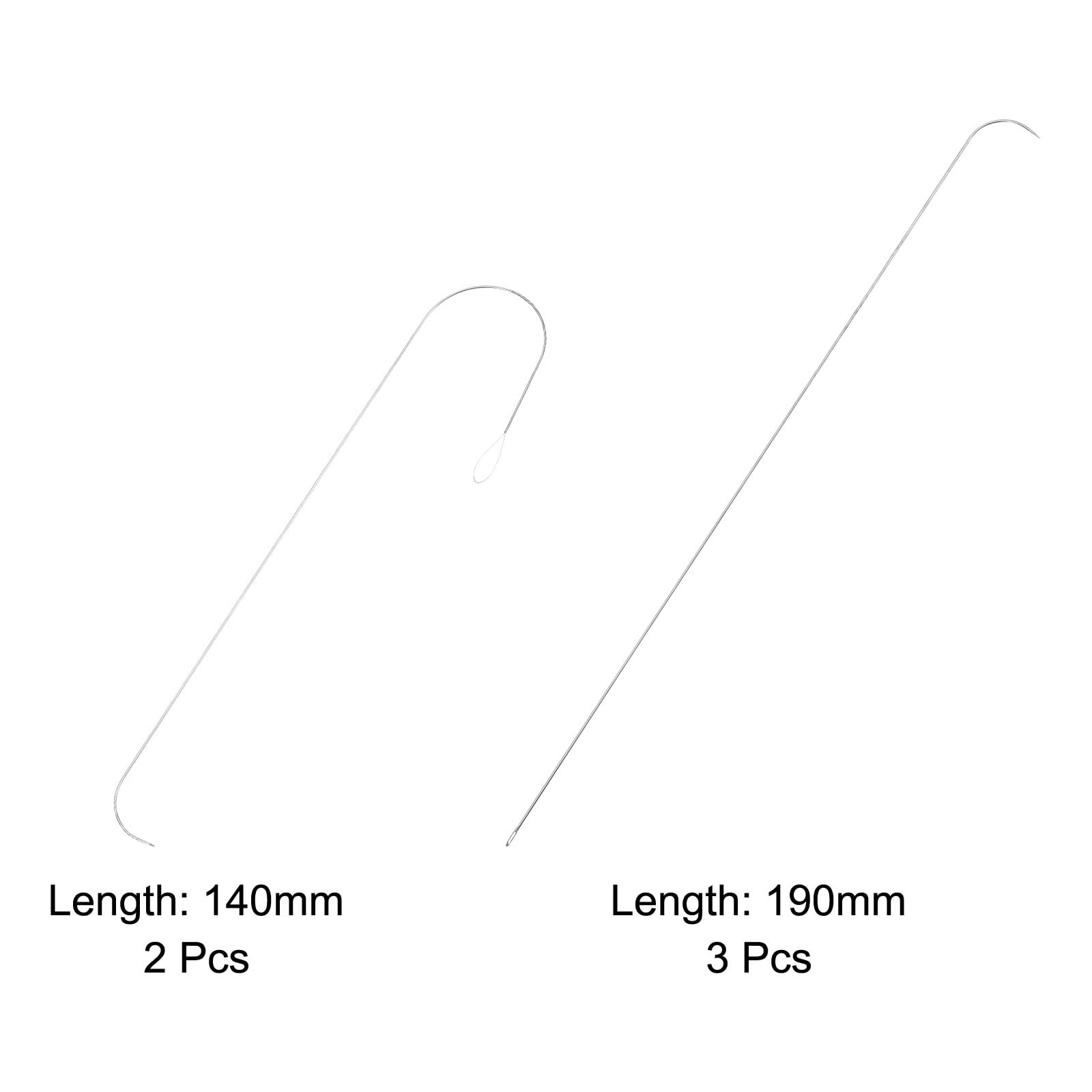 HARFINGTON 5 agujas giratorias de cuentas de 0,6 mm y 0,7 mm de diámetro, agujas de costura curvadas de acero inoxidable para bordar