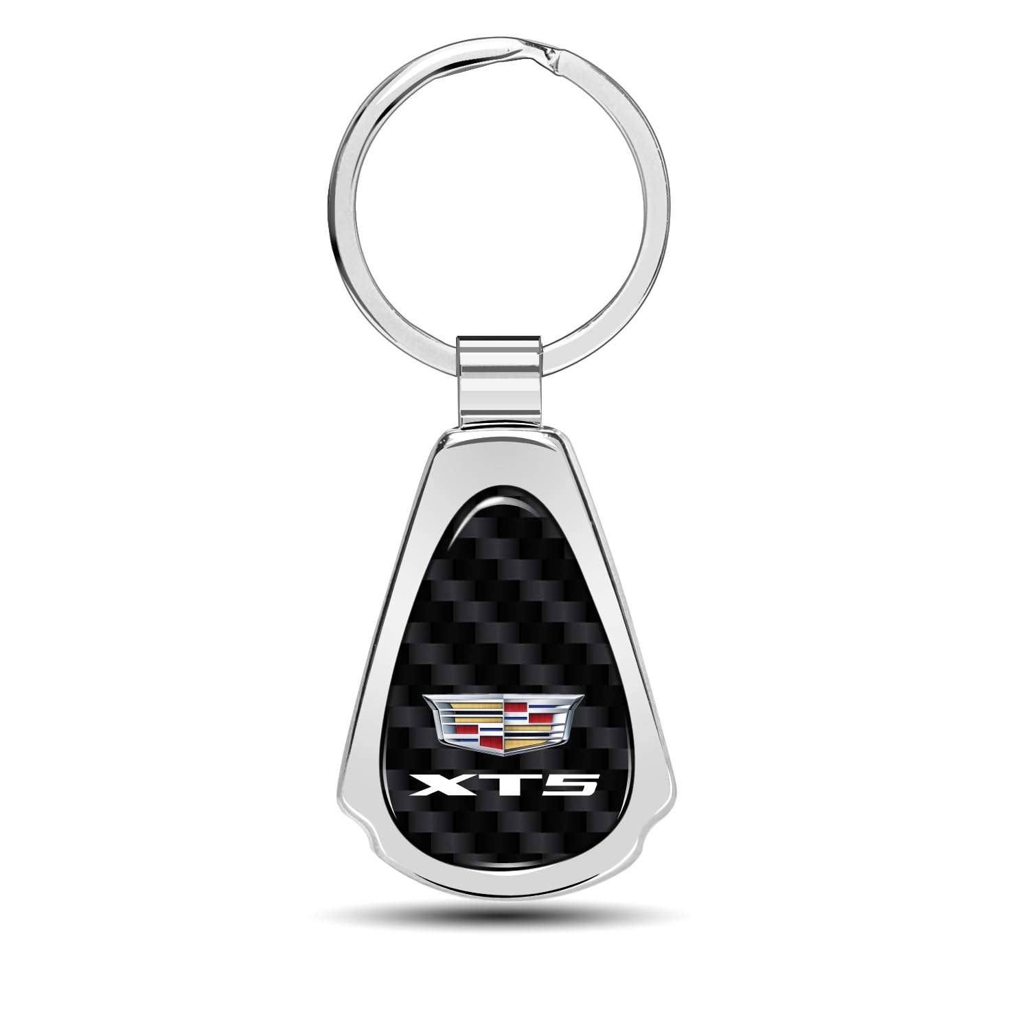 for Cadillac XT5 Real Black Carbon Fiber Chrome Metal Teardrop Key Chain