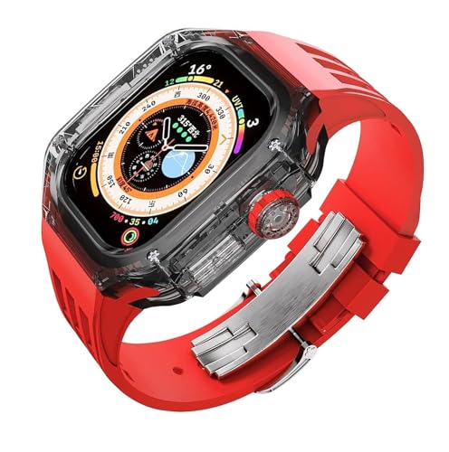 Kit modification luxe iwatch Ultra boîtier transparent et bracelet fluororubber haut de gamme