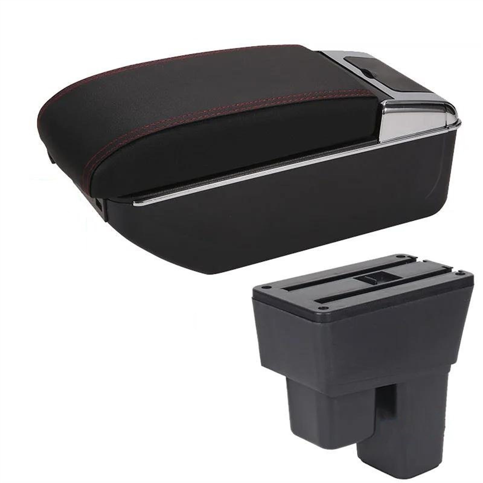 NMJLQW Storage Rack Car Center Console Storage Box Multifunctional Armrest Storage Box Interior Accessories For Fit For Jazz 2 2008-2013(B2 Black black 7USB)