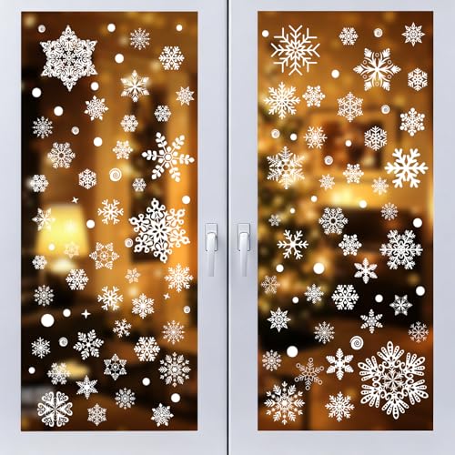 Nepfaivy Schneeflocken Fensterbilder Weihnachten Selbstklebend 296PCS - Fensterdeko Weihnachten Wiederverwendbar, Fenstersticker Weihnachten Fensteraufkleber Winter für Fenster Weihnachten Deko