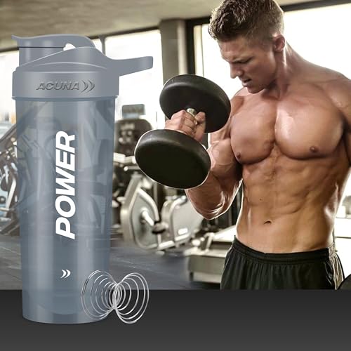 ACUNA Power Shaker Bottle - 700 ml | Protein Shaker With Mixing Ball For Smoothie Shake, Leakproof Screw-On Lid Ideal Workout & Gym Partner Protein Shaker Bottle For Protein Shakes (Grey, 700 ML) - Image 3