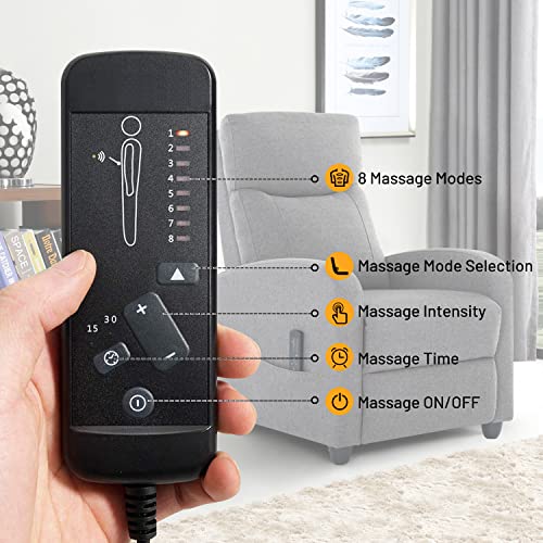 Nature Mature Recliner Chair, Fabric Home Theater Seating With Lumbar Support, Massage Living Room Reclining Single Sofa Chair, Gray #TOP4