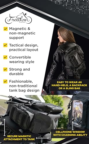 image for Freedom Fueled Motorcycle Magnetic Tank Bag Backpack Sling Bag - Stron