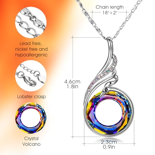 Image of Kate Lynn inchRise From the Ashes Phoenix Necklace Made with Crystals from Austria, 18 inch+2 inch Necklace, Packaged with Jewelry Box, Birthday Gift for Women, Symbol of Luck and Renewal