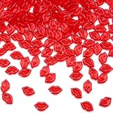 PMLAND Spring Acrylic Red Lip Kiss Love Ornaments and Table Scatter Decoration - 200+ Pieces for Valentine's Day Holiday Party Festival Events Home Decor