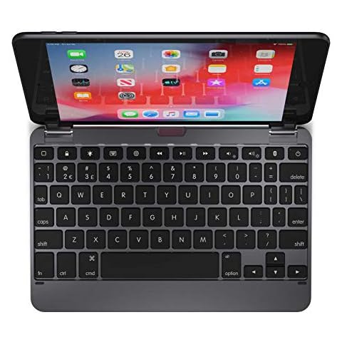 Brydge 7.9 Keyboard Compatible with iPad Mini 4th and 5th Generation | Aluminum | Wireless | Rotating Hinges | 180 Degree Viewing (Space Gray) Cover
